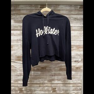 Navy Blue Hollister Cropped Hoodie